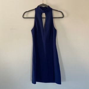 *!!WORN ONCE!!* navy mini dress with a high neck and lace detail from EXPRESS.